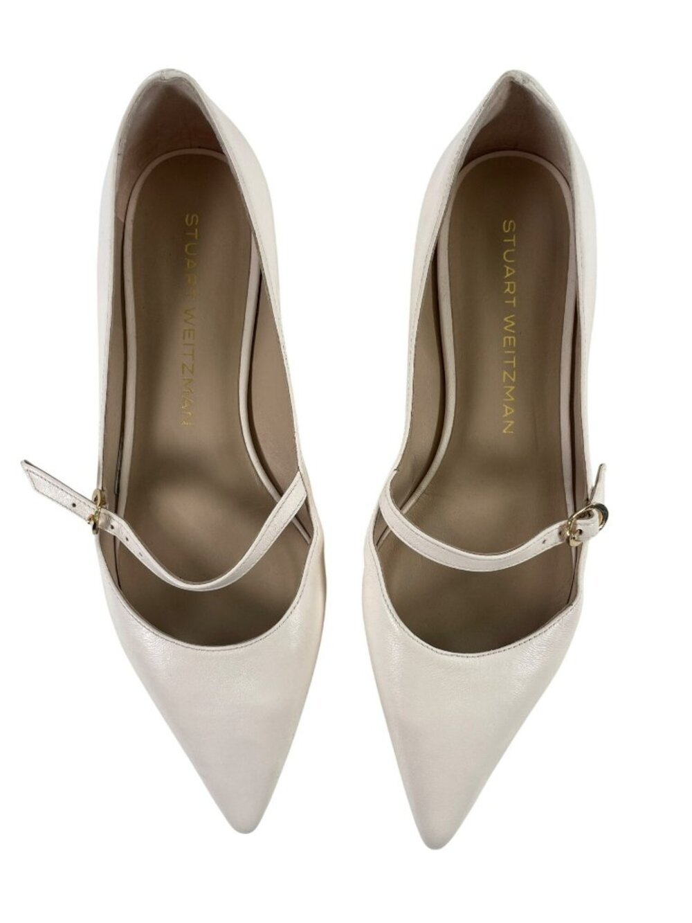 Stuart Weitzman Emilia Mary Jane Seashell Leather Flats Pointed Toe Wmn's Sz 7B - Picture 8 of 11